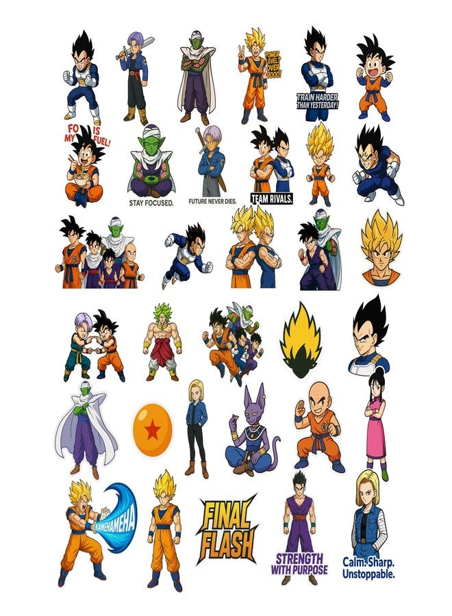 Sakuya Dragon Ball Z Set | Premium Anime Stickers for Laptop, Bike, Guitar | Waterproof Vinyl Decals Featuring Goku & Vegeta | Collectible Dragon Ball Sticker Set | Variety of Poses - Image 1
